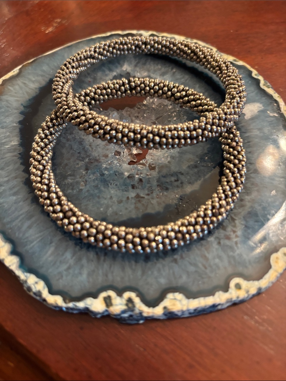 Silver Beaded Stretch Bracelet Set - Women Jewelry